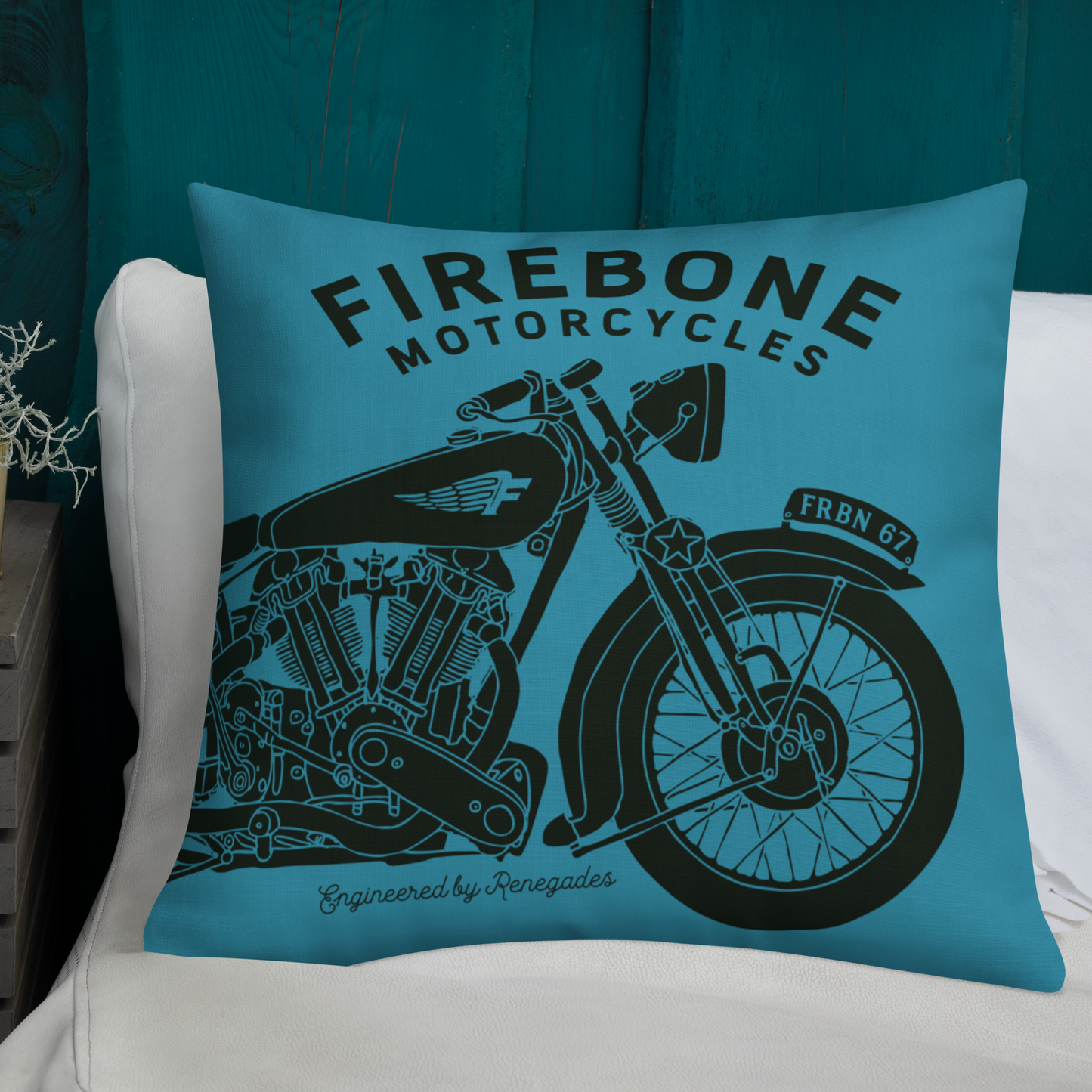 Vintage Motorcycle - Blue premium cushion - Firebone