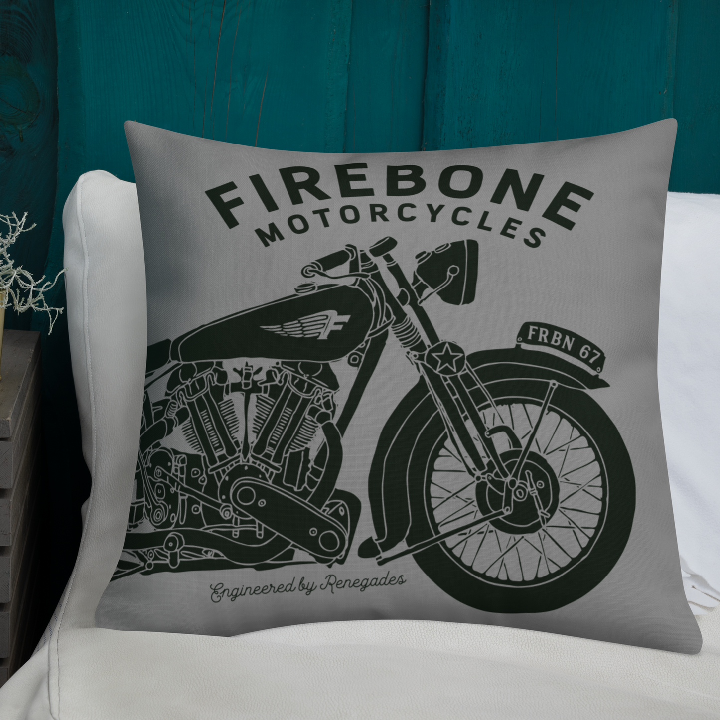 Vintage Motorcycle - Grey premium cushion - Firebone