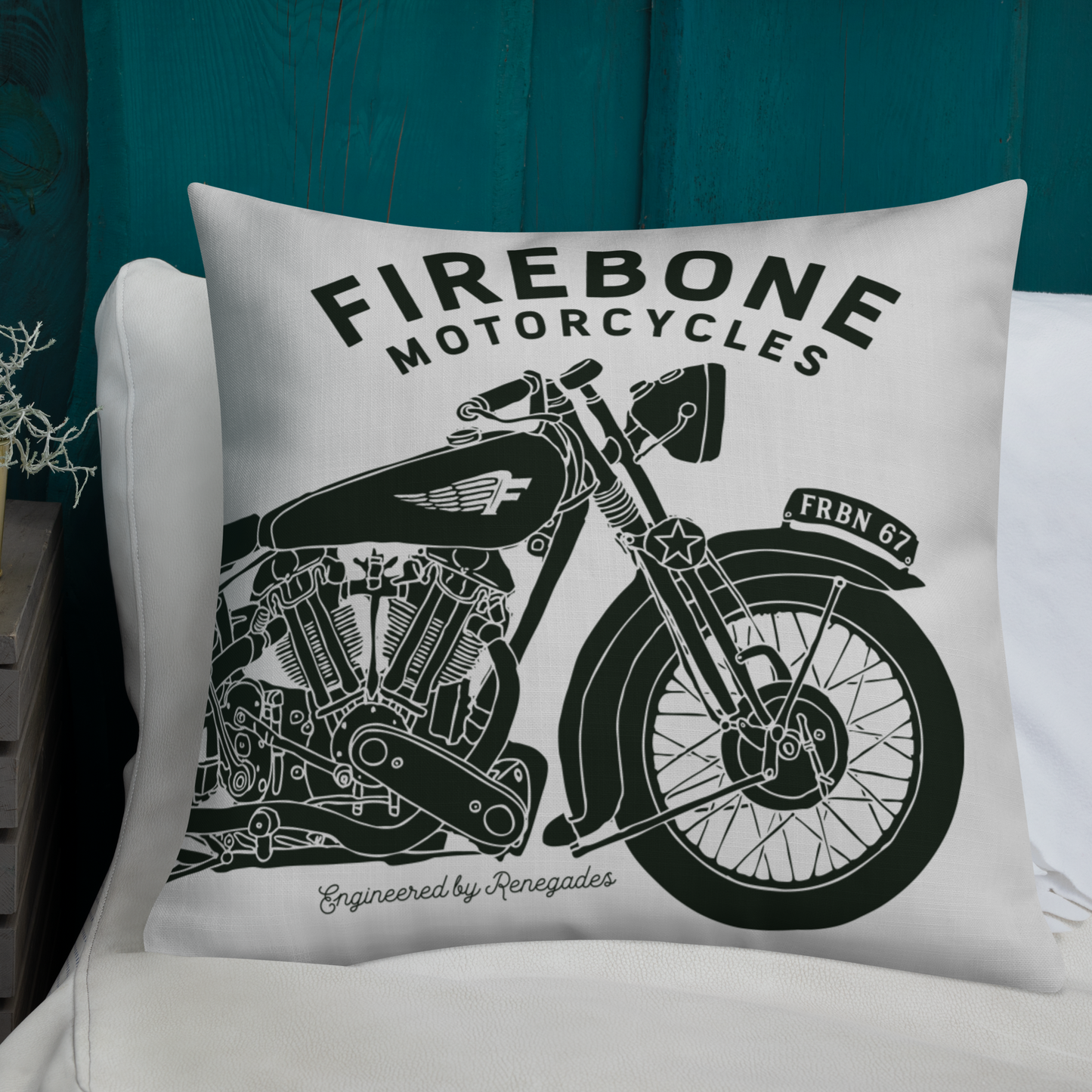 Vintage Motorcycle - Light grey premium cushion - Firebone