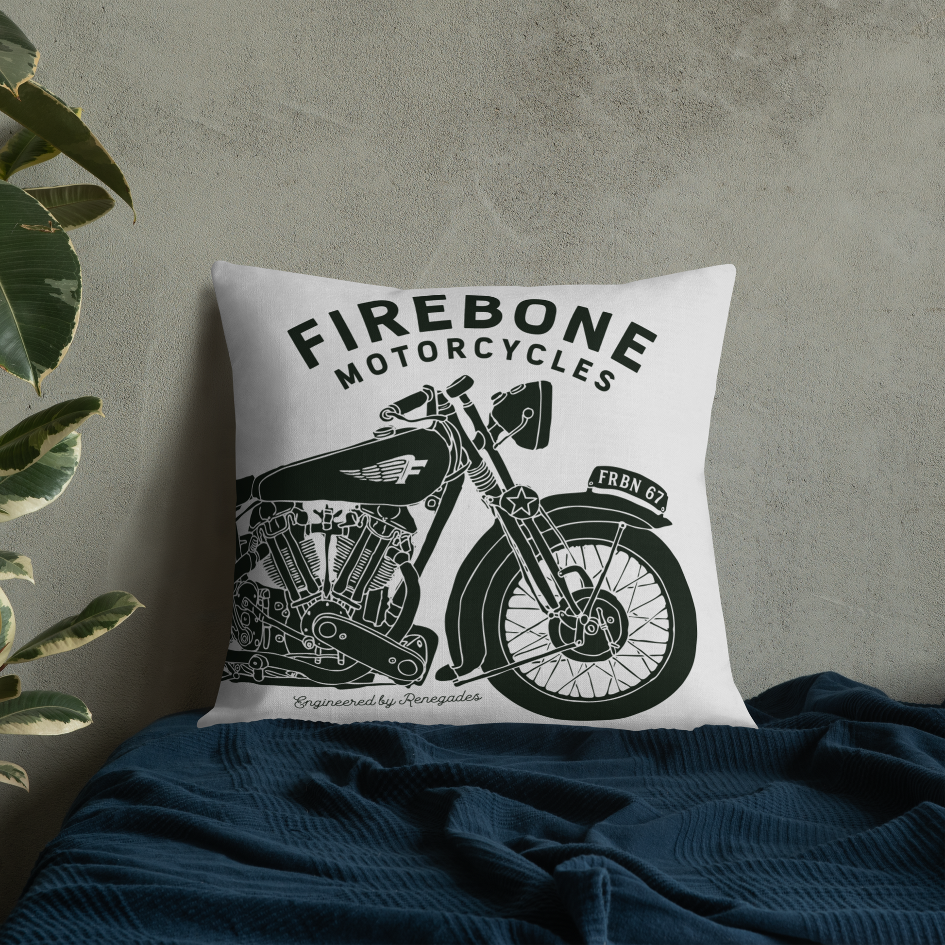 Vintage Motorcycle - Light grey premium cushion - Firebone