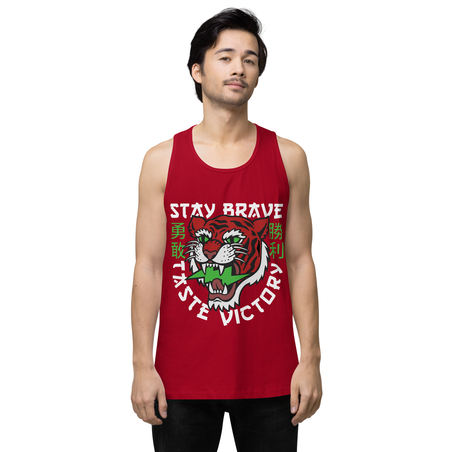 Stay Brave - Men’s premium red tank top - Firebone