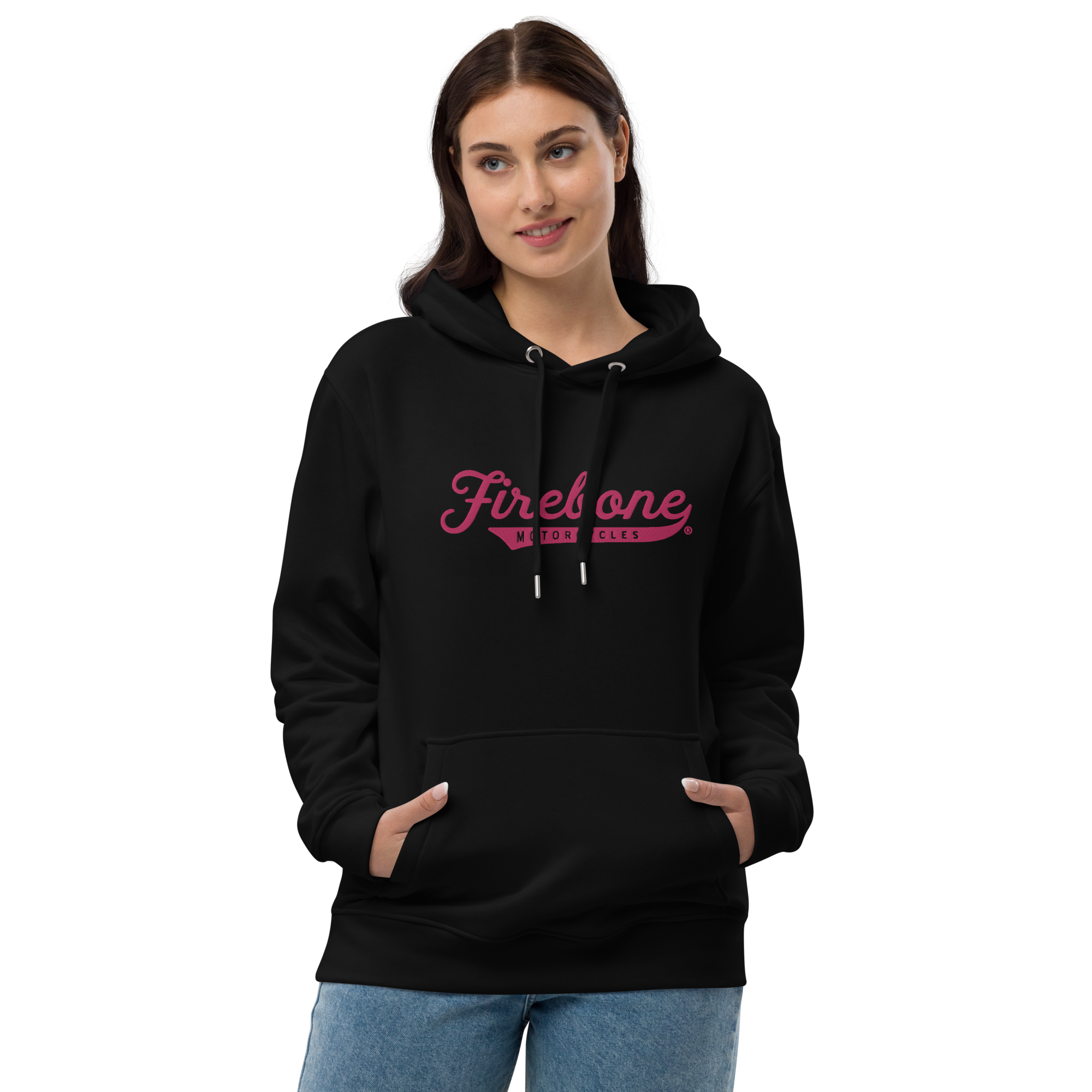Firebone logo - Pink logo on premium eco hoodie