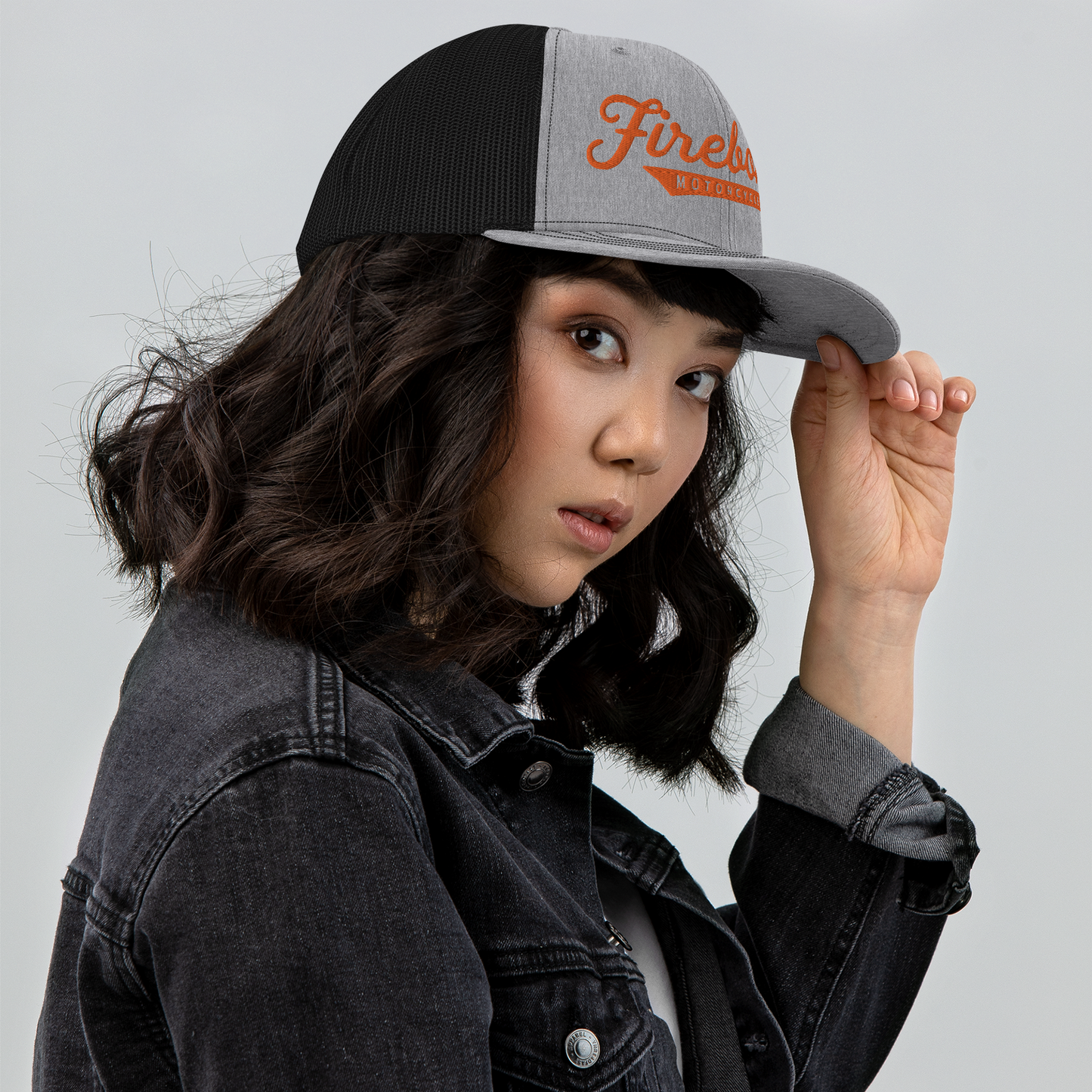 Firebone logo -  Orange logo on trucker cap - Firebone