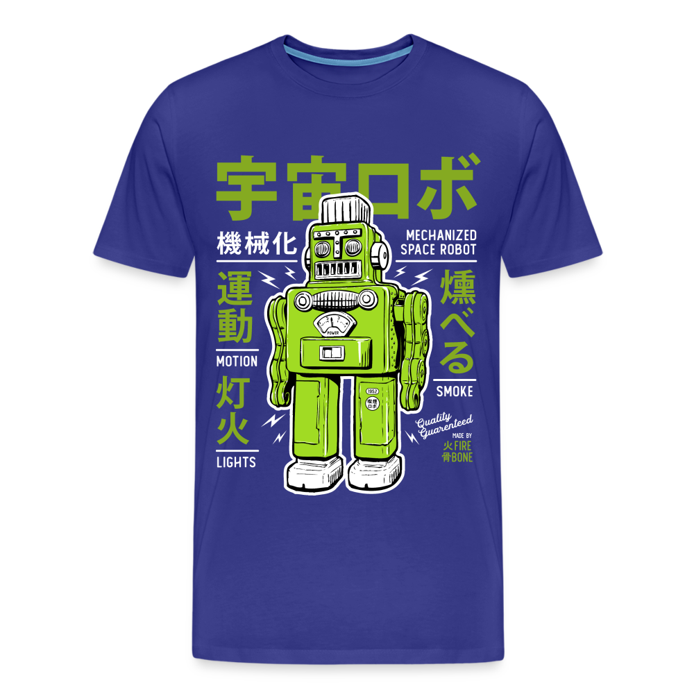 Smoking robot green on premium t-shirt - royal blue