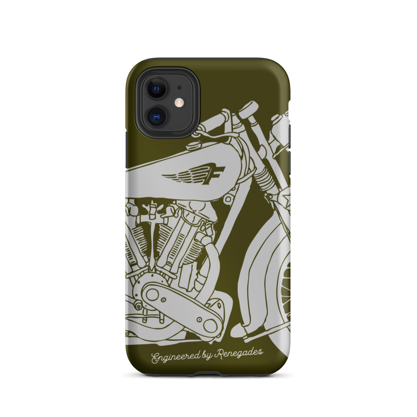 Vintage Motorcycle - Grey on green tough iPhone case - Firebone