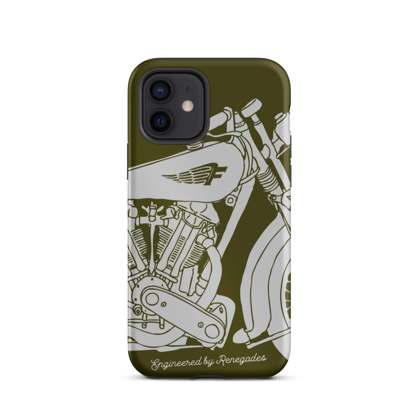 Vintage Motorcycle - Grey on green tough iPhone case - Firebone