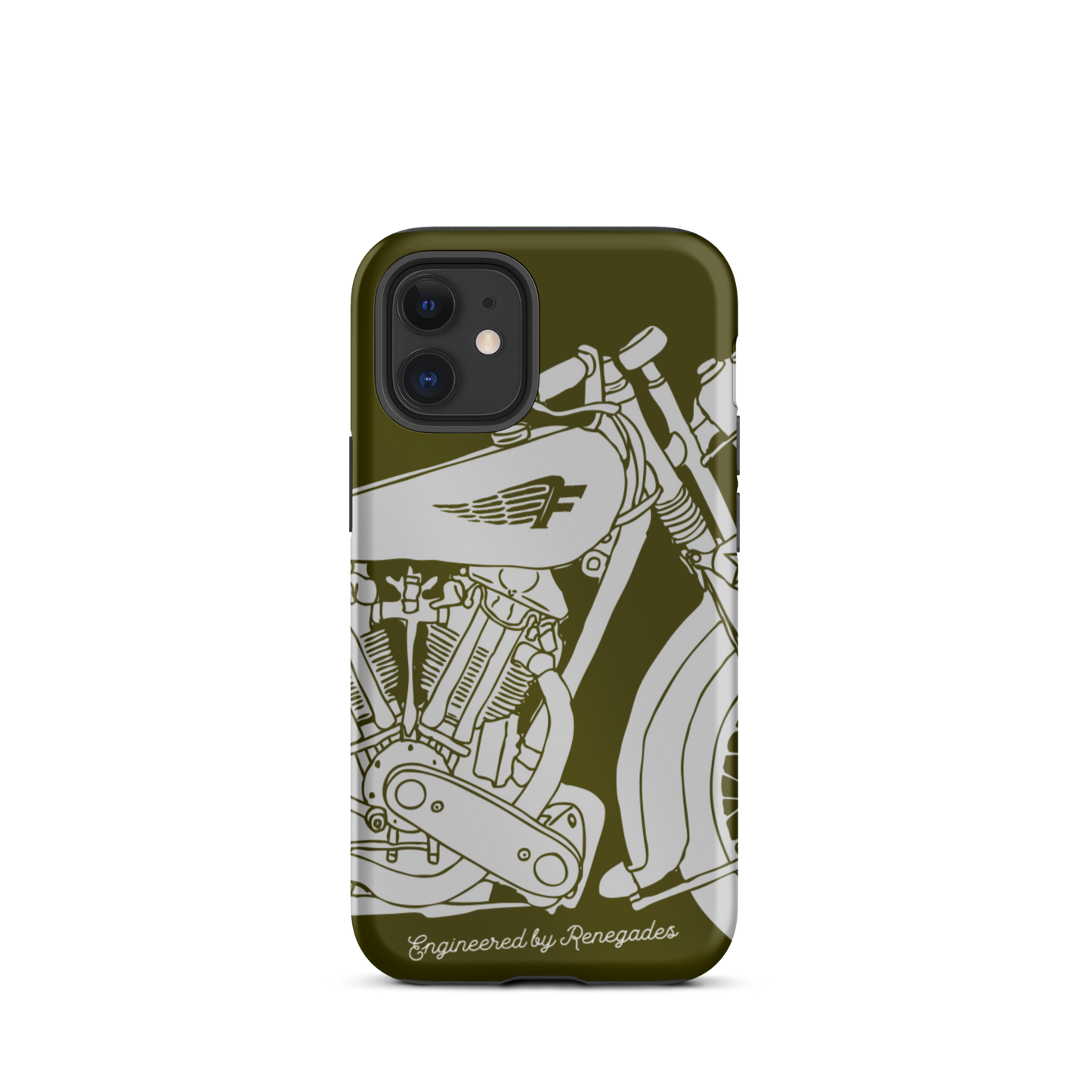 Vintage Motorcycle - Grey on green tough iPhone case - Firebone