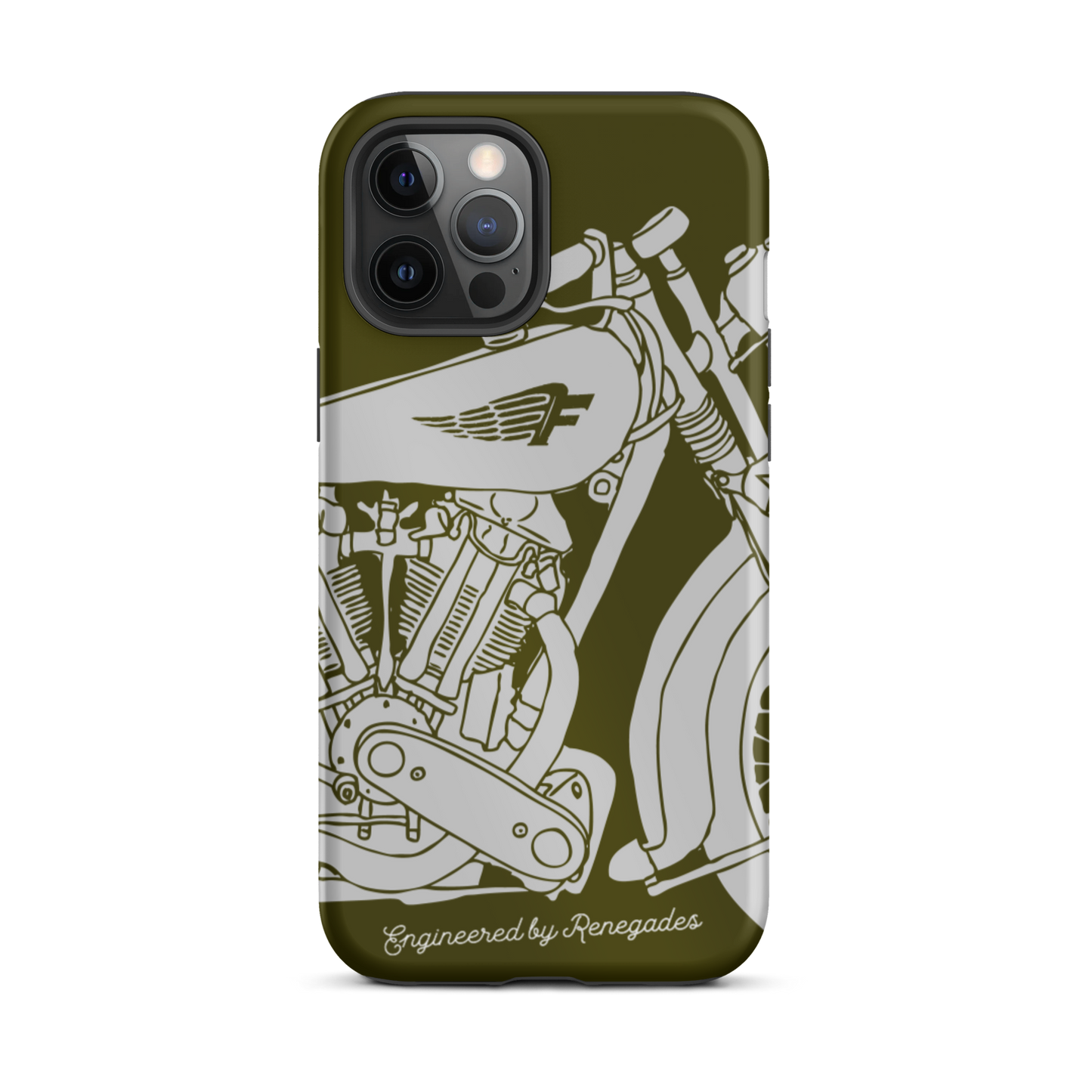 Vintage Motorcycle - Grey on green tough iPhone case - Firebone