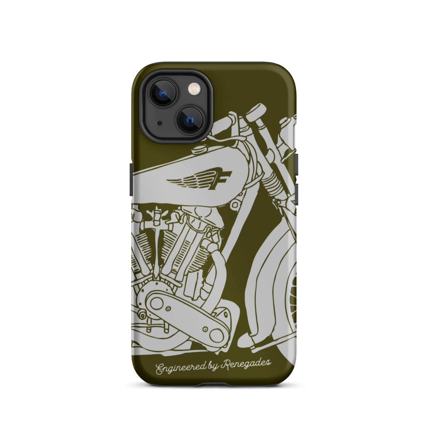 Vintage Motorcycle - Grey on green tough iPhone case - Firebone