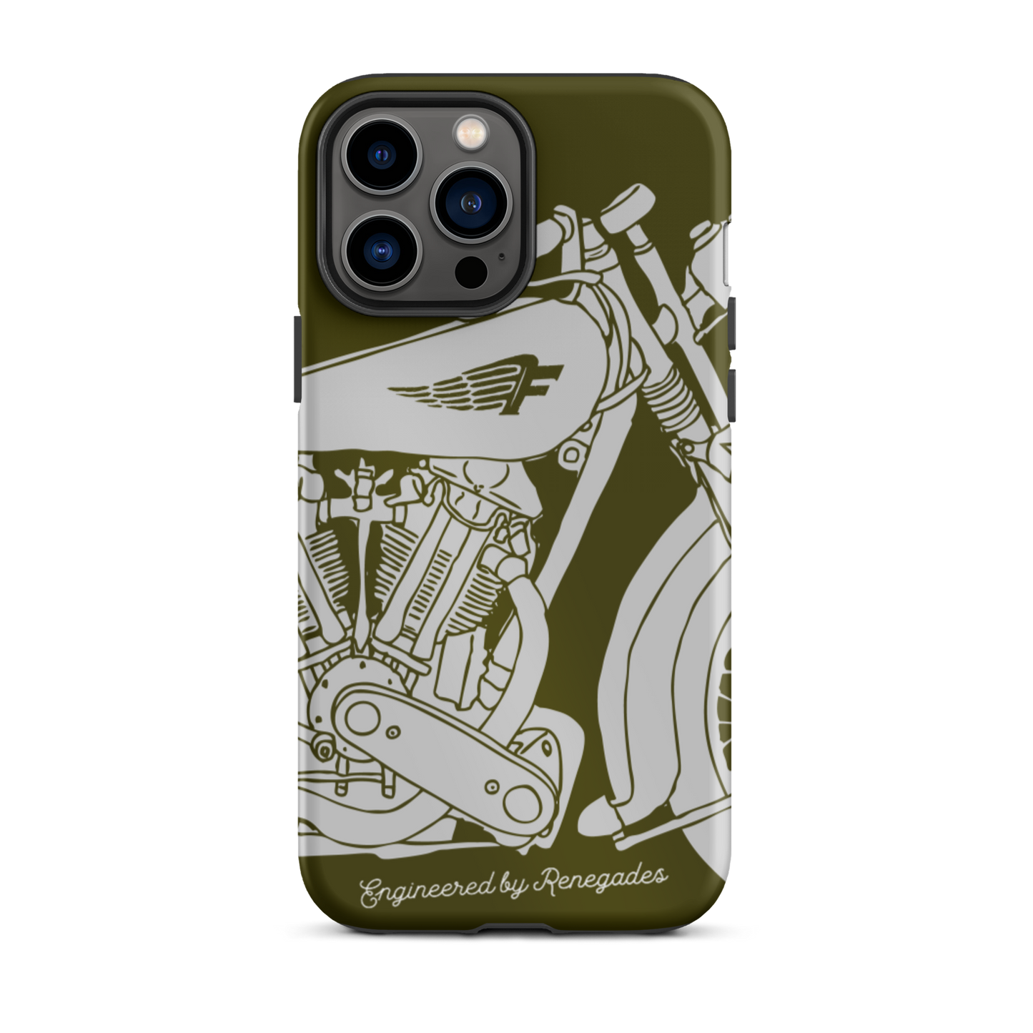 Vintage Motorcycle - Grey on green tough iPhone case - Firebone