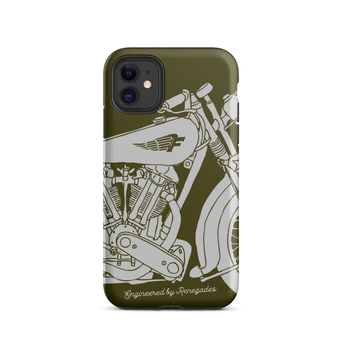 Vintage Motorcycle - Grey on green tough iPhone case - Firebone