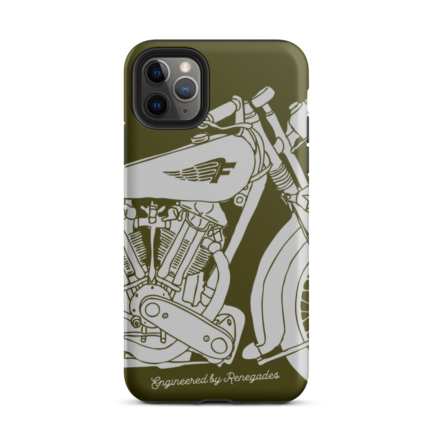 Vintage Motorcycle - Grey on green tough iPhone case - Firebone