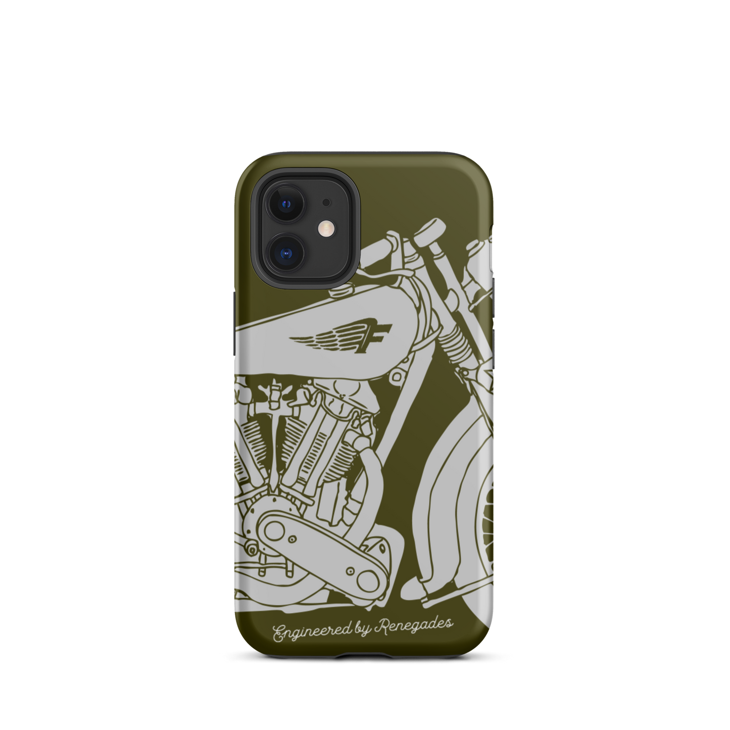 Vintage Motorcycle - Grey on green tough iPhone case - Firebone