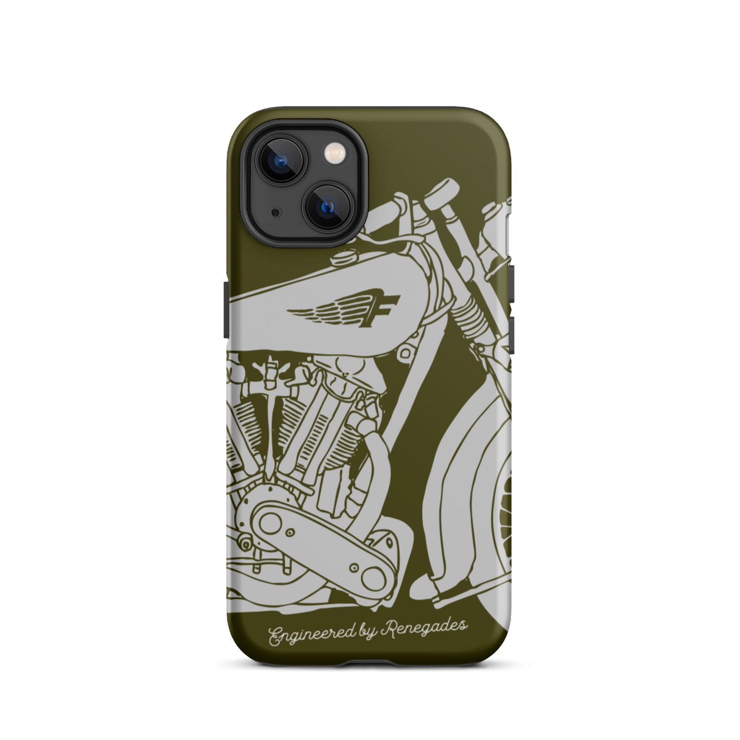 Vintage Motorcycle - Grey on green tough iPhone case - Firebone