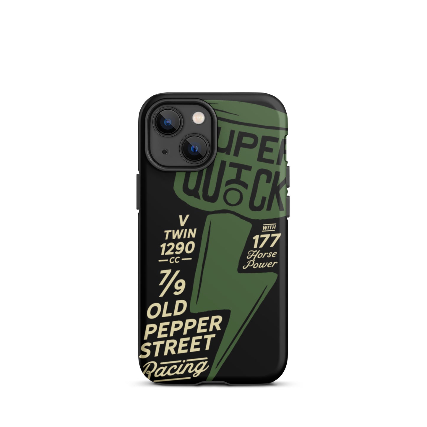 Super Quick Piston - Green on black tough iPhone case - Firebone