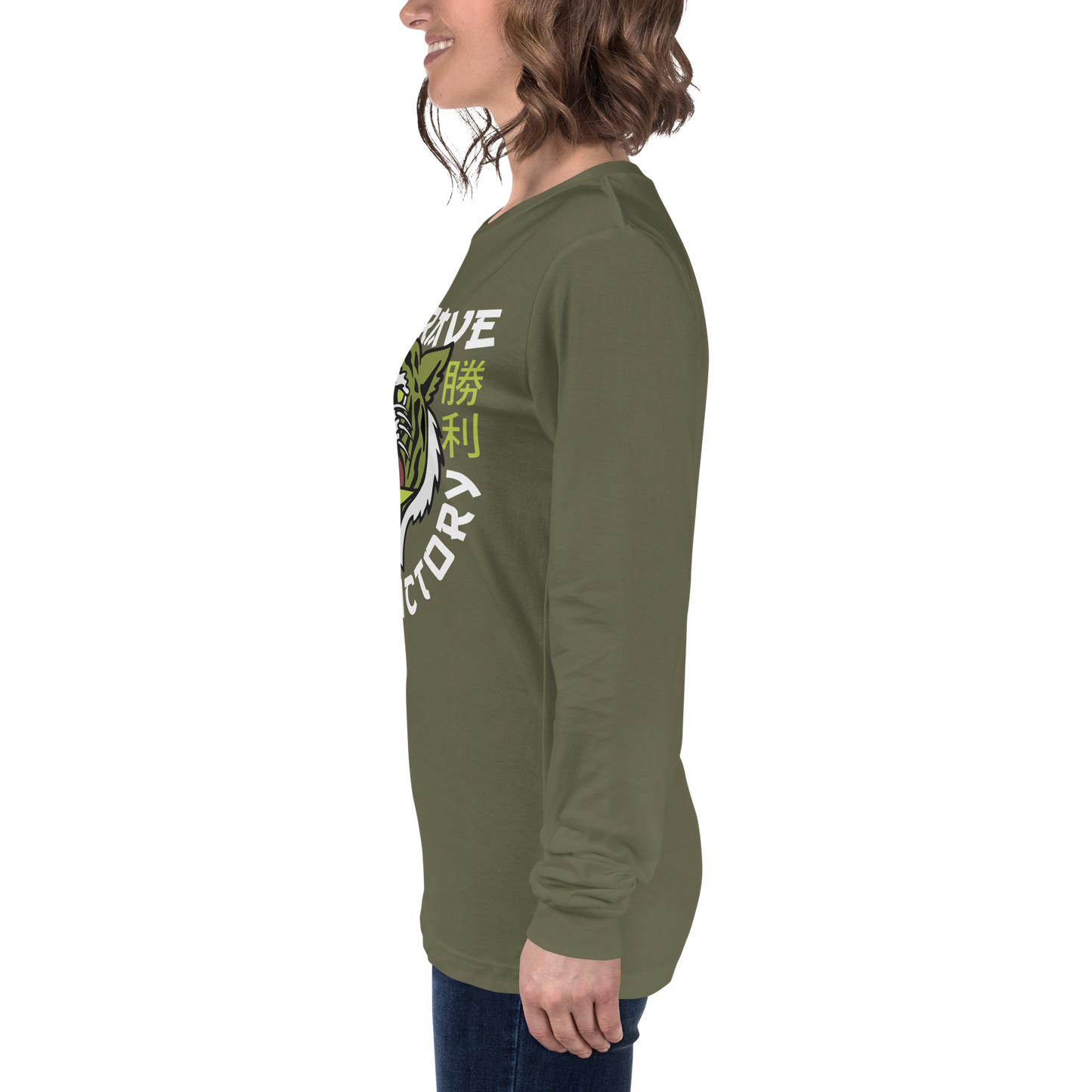 Stay brave tiger - Military green long sleeve tee - Firebone