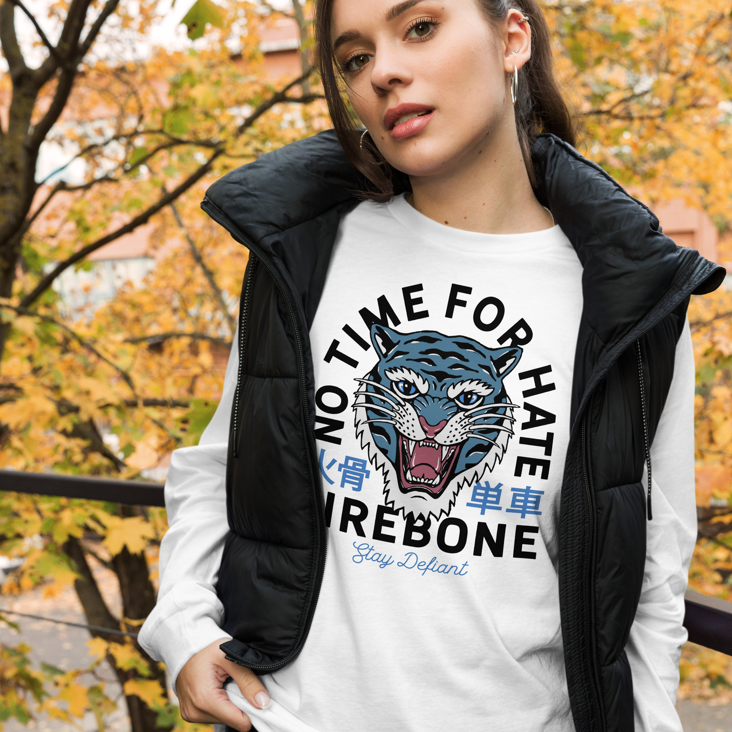 No time to hate - White long sleeve tee - Firebone