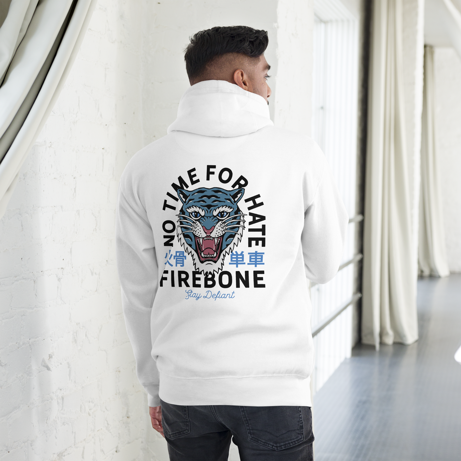 No Time For Hate - White hoodie - Firebone