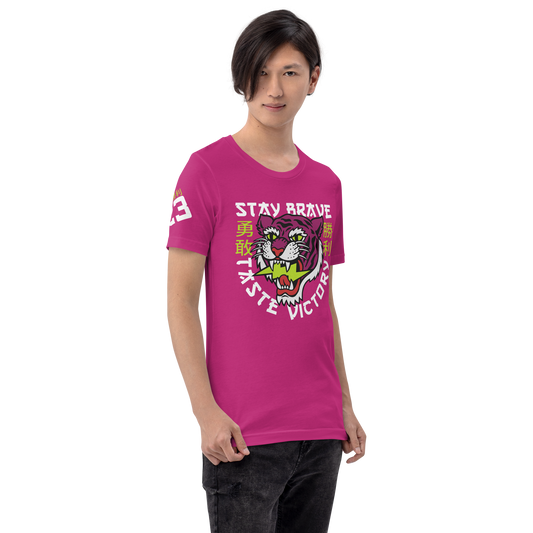 Stay Brave Tiger - Hot pink t-shirt - Firebone