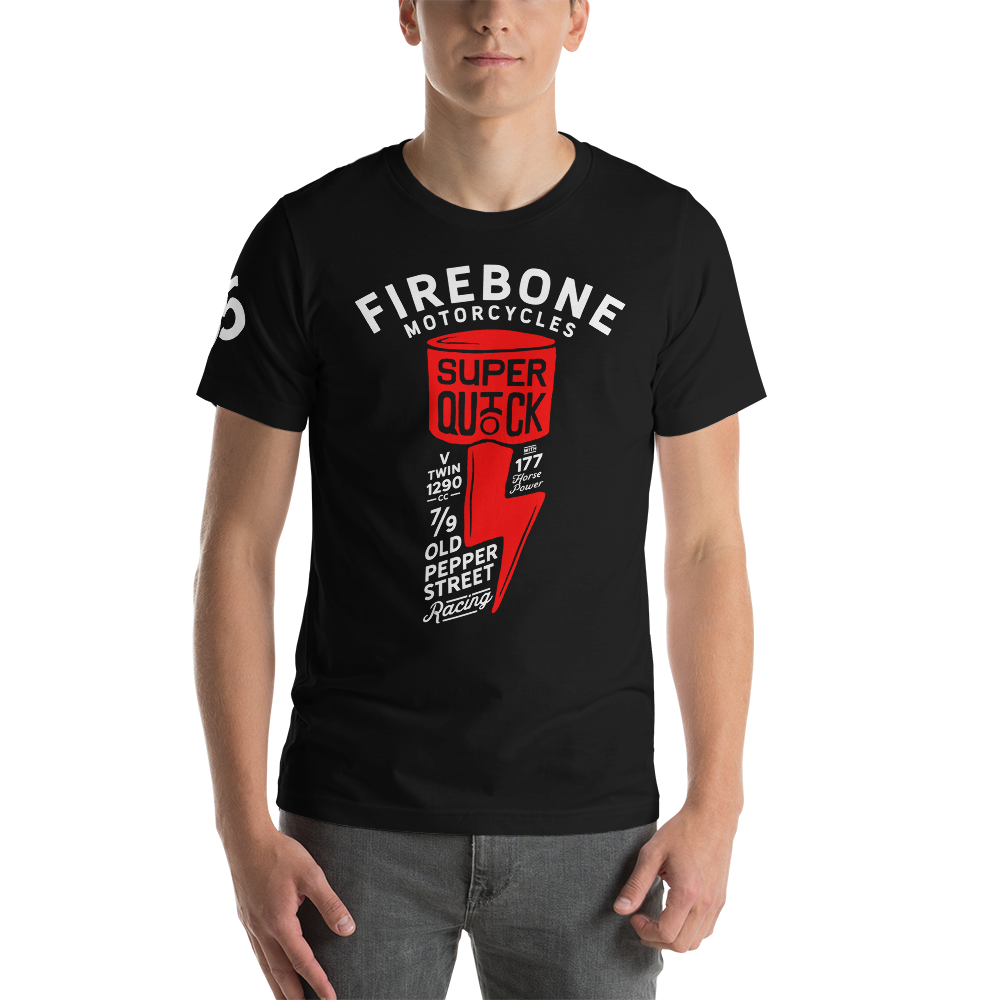 Super Quick Piston - Red on black t-shirt - Firebone