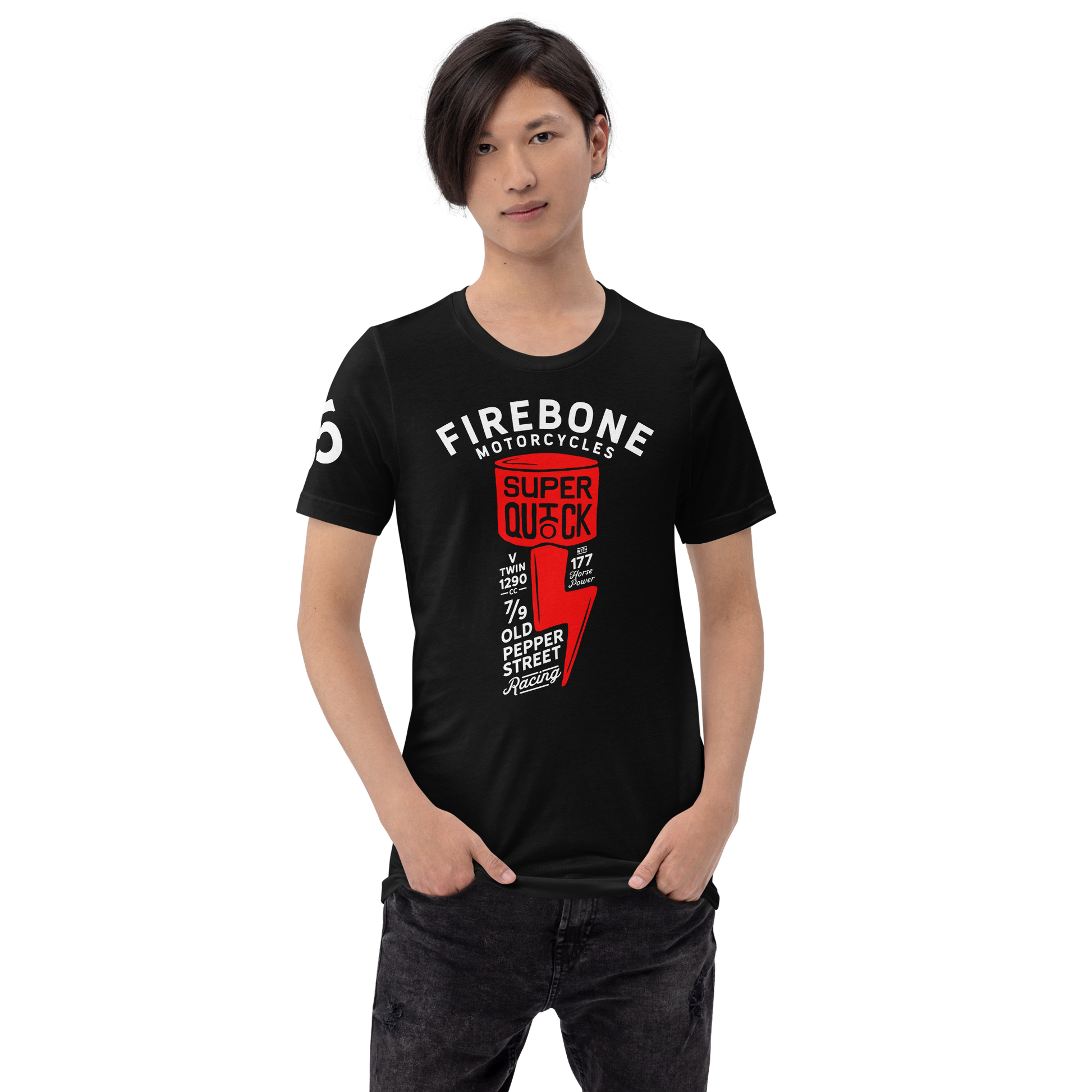 Super Quick Piston - Red on black t-shirt - Firebone