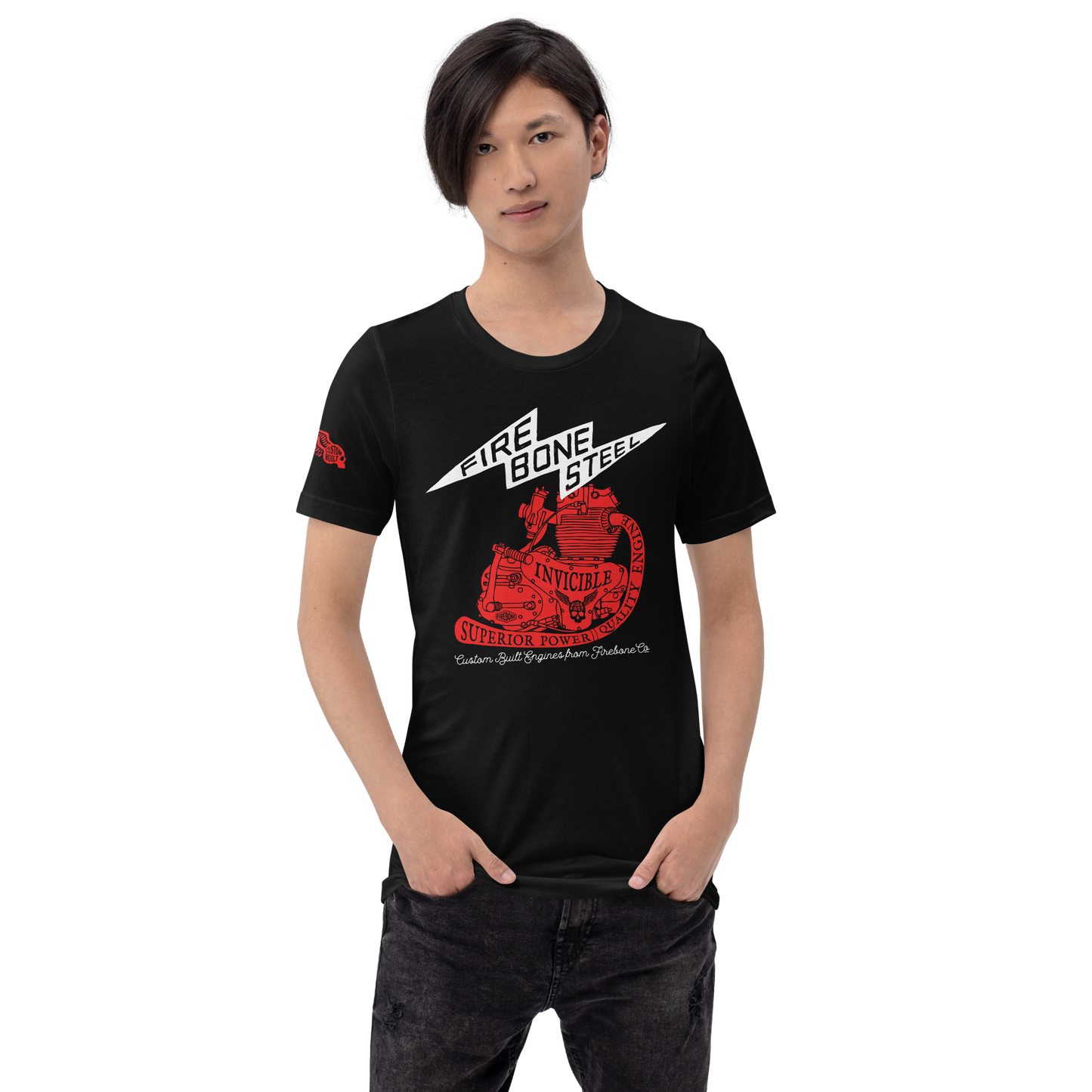 Firebone Steel - Red on dark t-shirts - Firebone