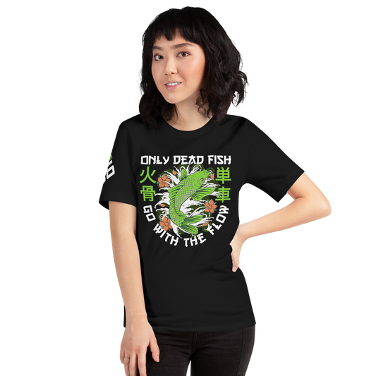 Go with the flow - Green on black t-shirt - Firebone