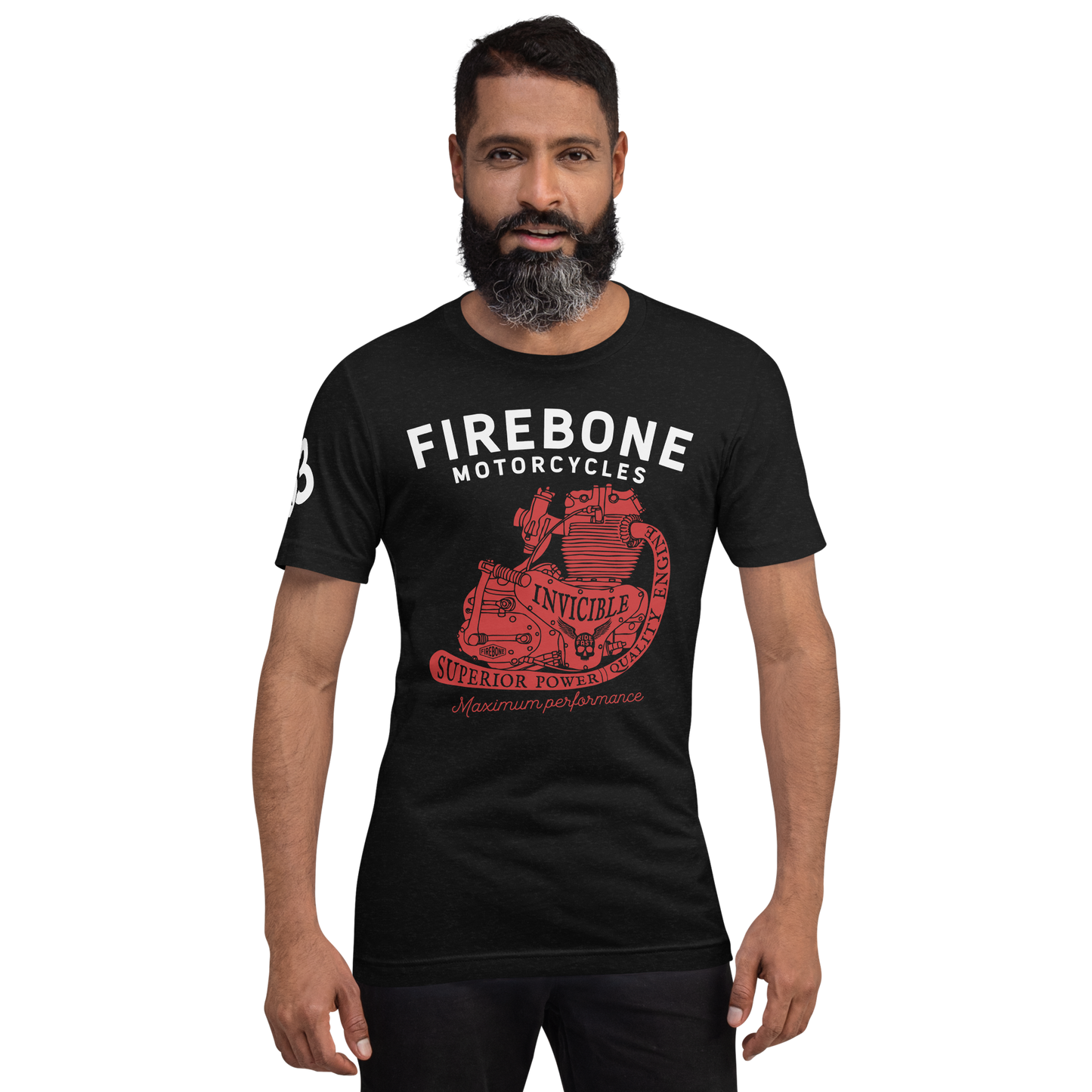 Invincible Engine - Red on black t-shirt - Firebone