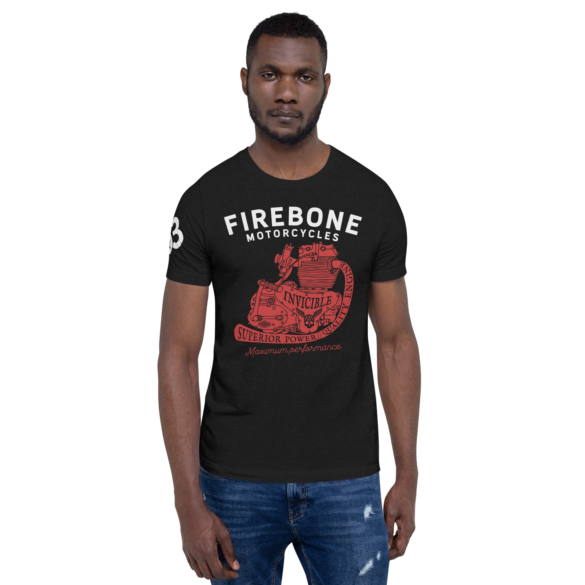 Invincible Engine - Red on black t-shirt - Firebone