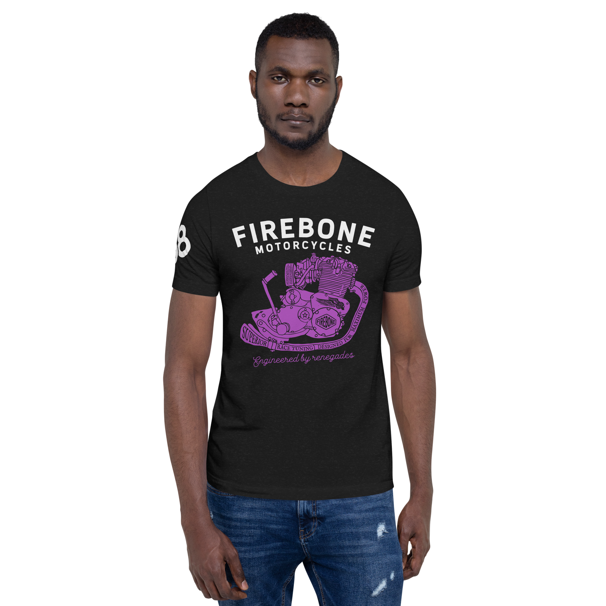 Superior Engine - Purple on black t-shirt - Firebone