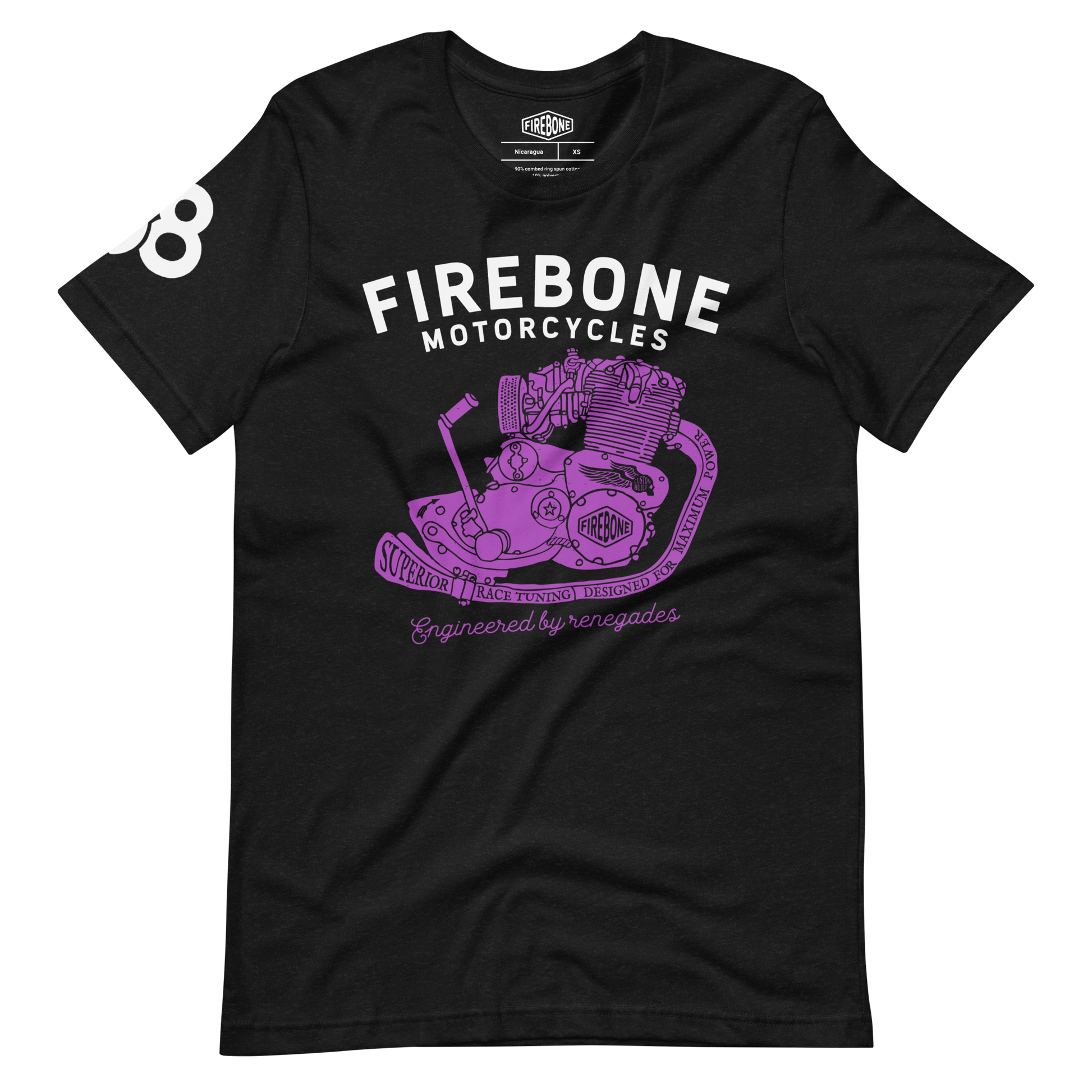 Superior Engine - Purple on black t-shirt - Firebone