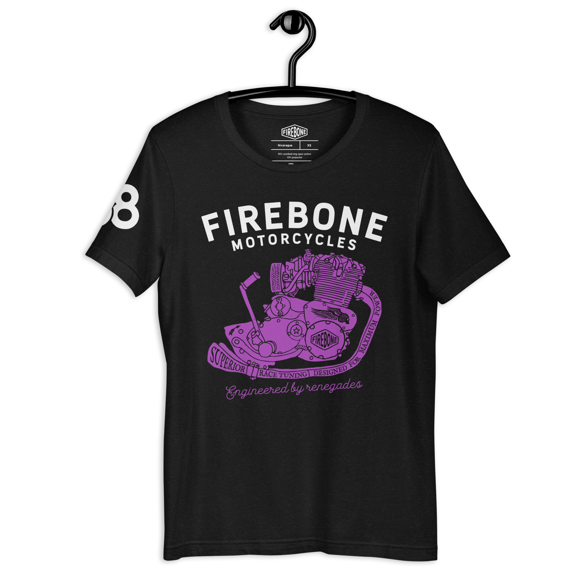 Superior Engine - Purple on black t-shirt - Firebone