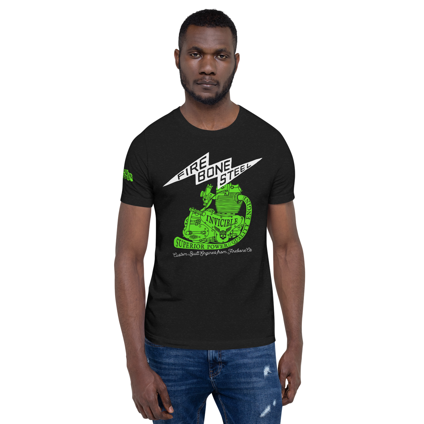 Firebone Steel - Green on dark t-shirts - Firebone