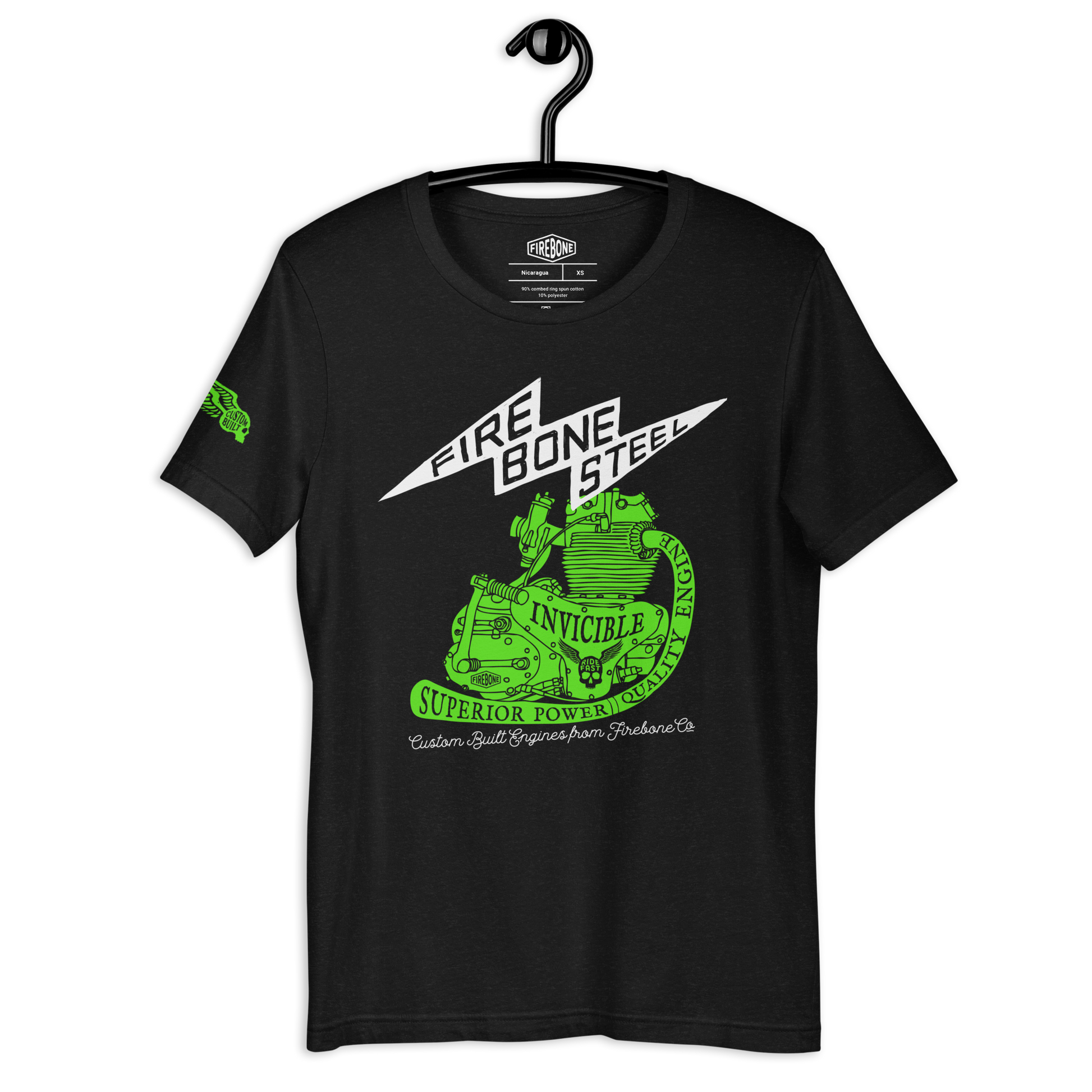 Firebone Steel - Green on dark t-shirts - Firebone