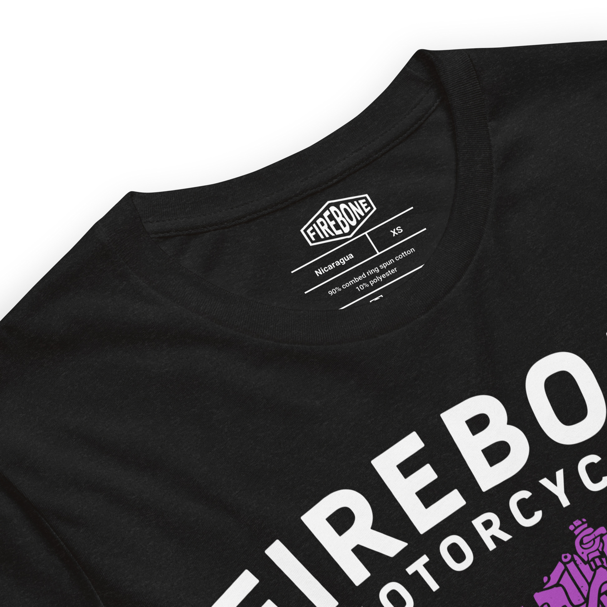 Superior Engine - Purple on black t-shirt - Firebone