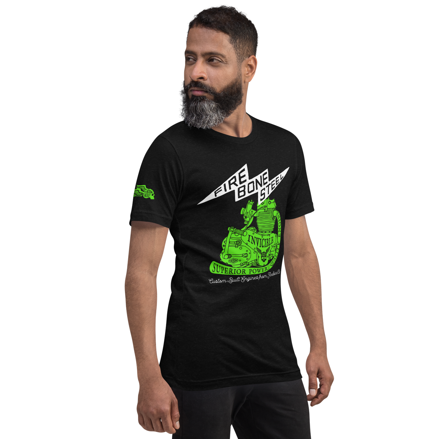 Firebone Steel - Green on dark t-shirts - Firebone