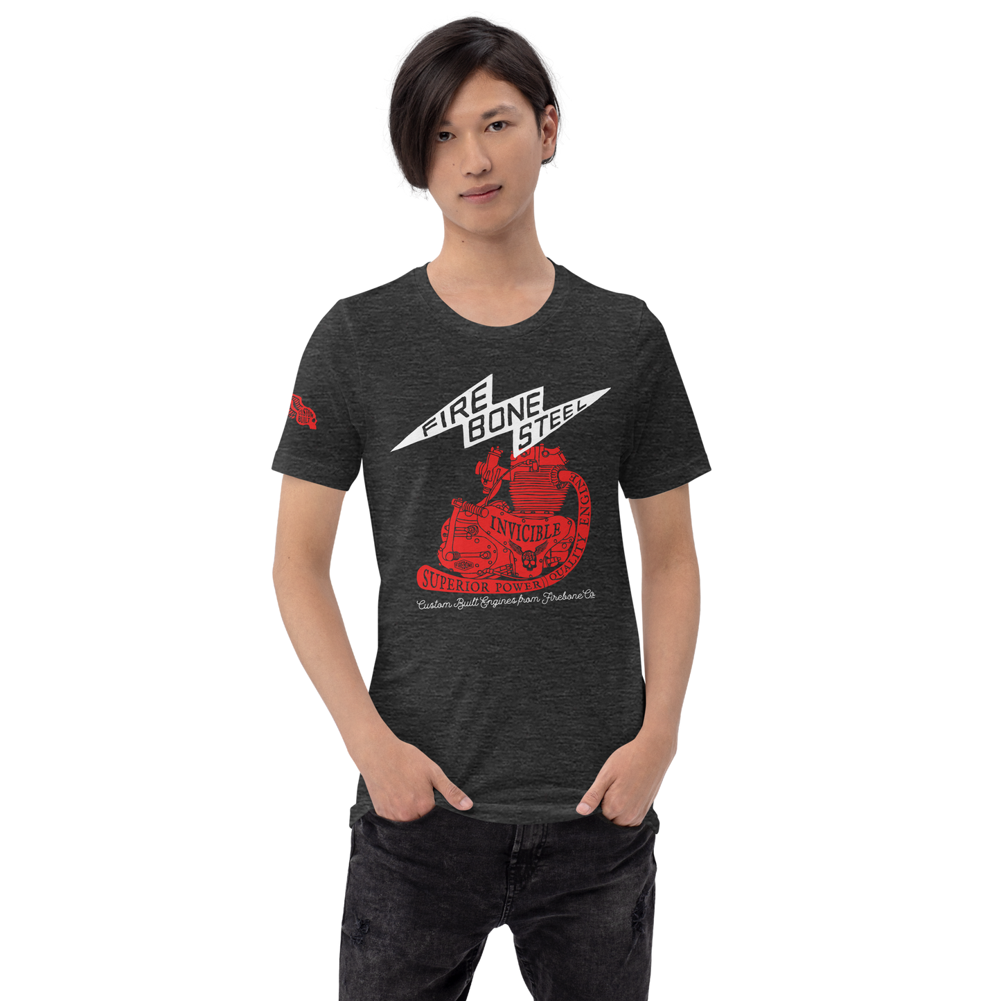 Firebone Steel - Red on dark t-shirts - Firebone