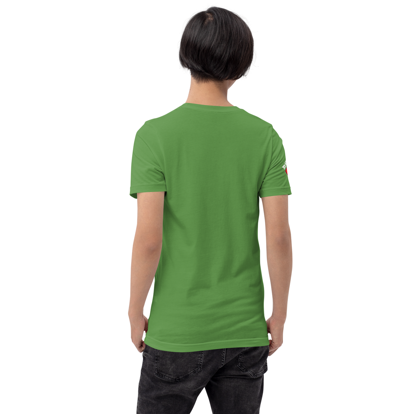 Tin Koi - Red on leaf green t-shirt - Firebone