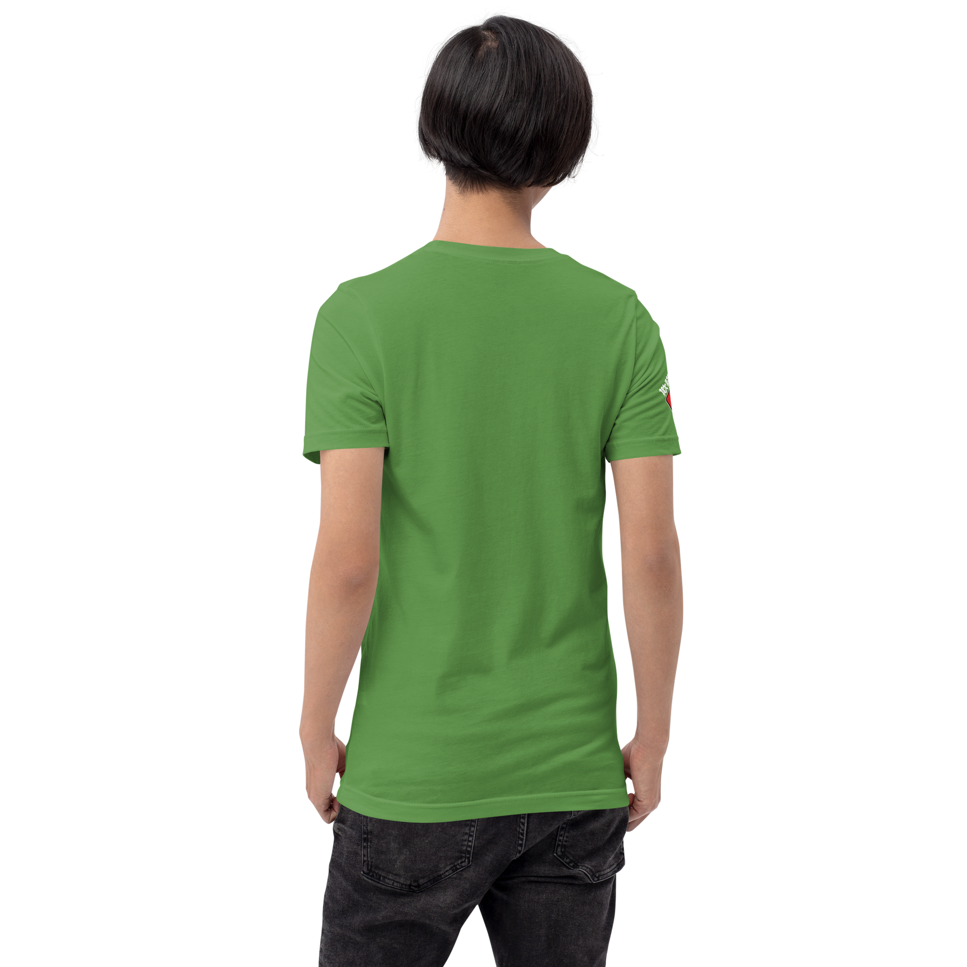 Tin Koi - Red on leaf green t-shirt - Firebone