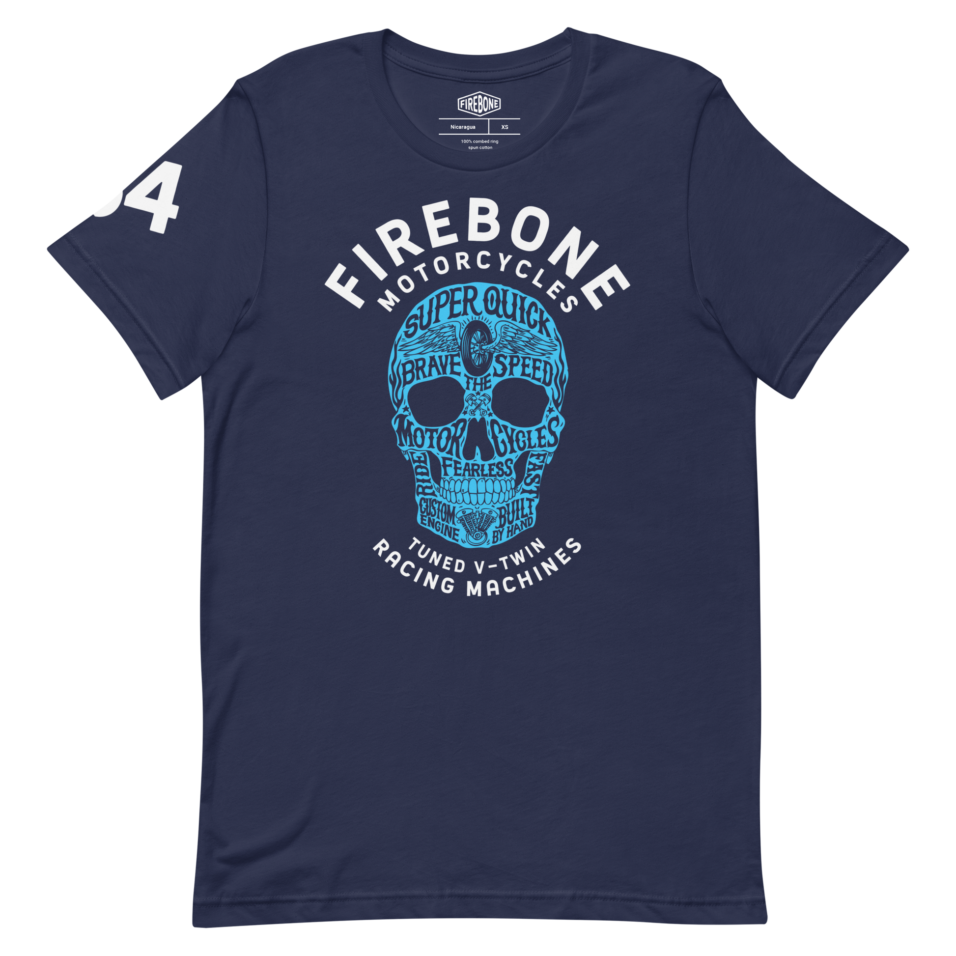 Super Quick Skull - Navy blue t-shirt - Firebone