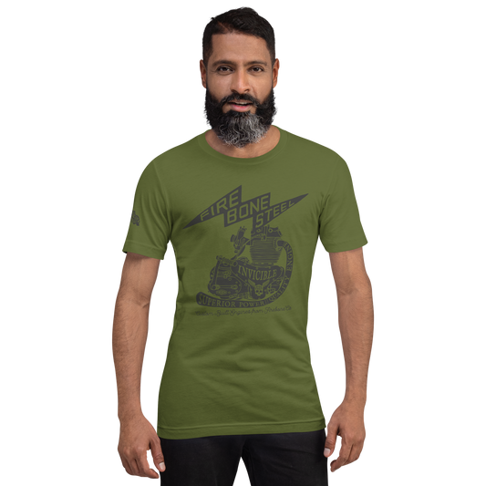 Firebone Steel - Dark grey on olive t-shirt - Firebone