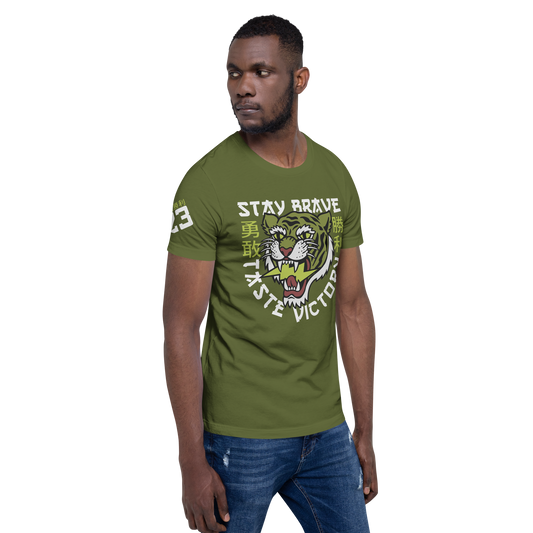 Stay Brave Tiger - Olive green t-shirt - Firebone