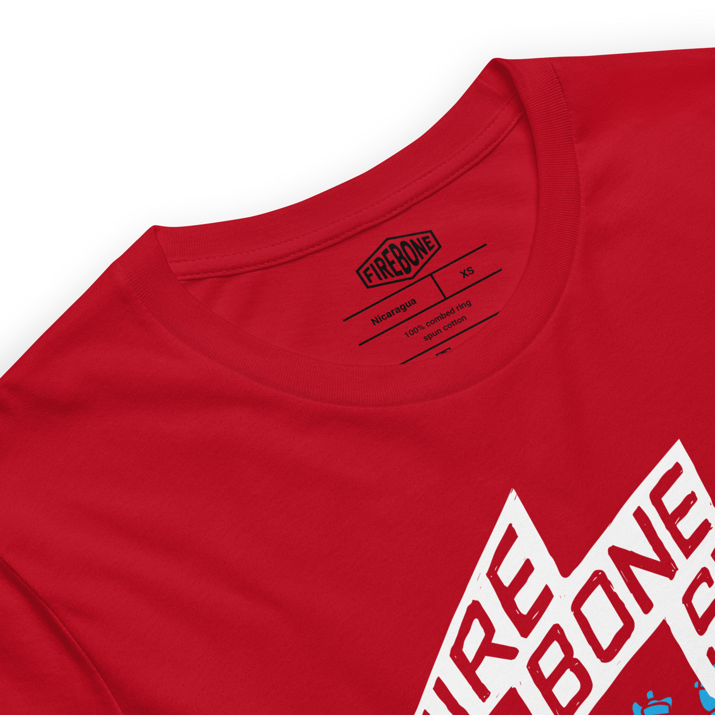 Firebone Steel - Blue on red t-shirt - Firebone