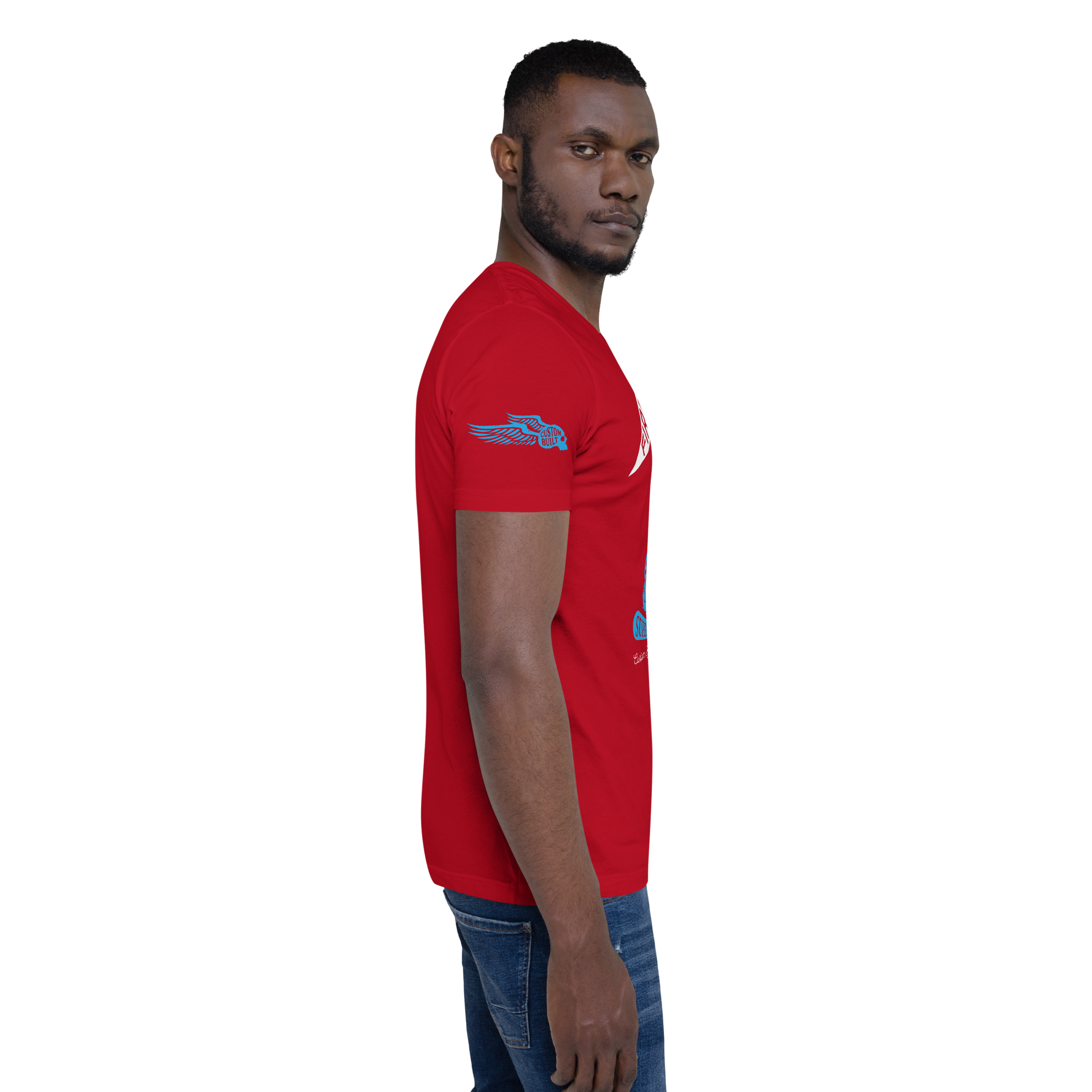 Firebone Steel - Blue on red t-shirt - Firebone