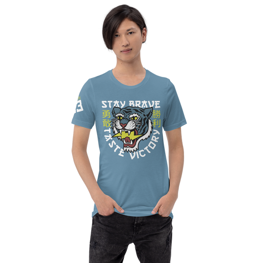 Stay Brave Tiger - Steel blue t-shirt - Firebone