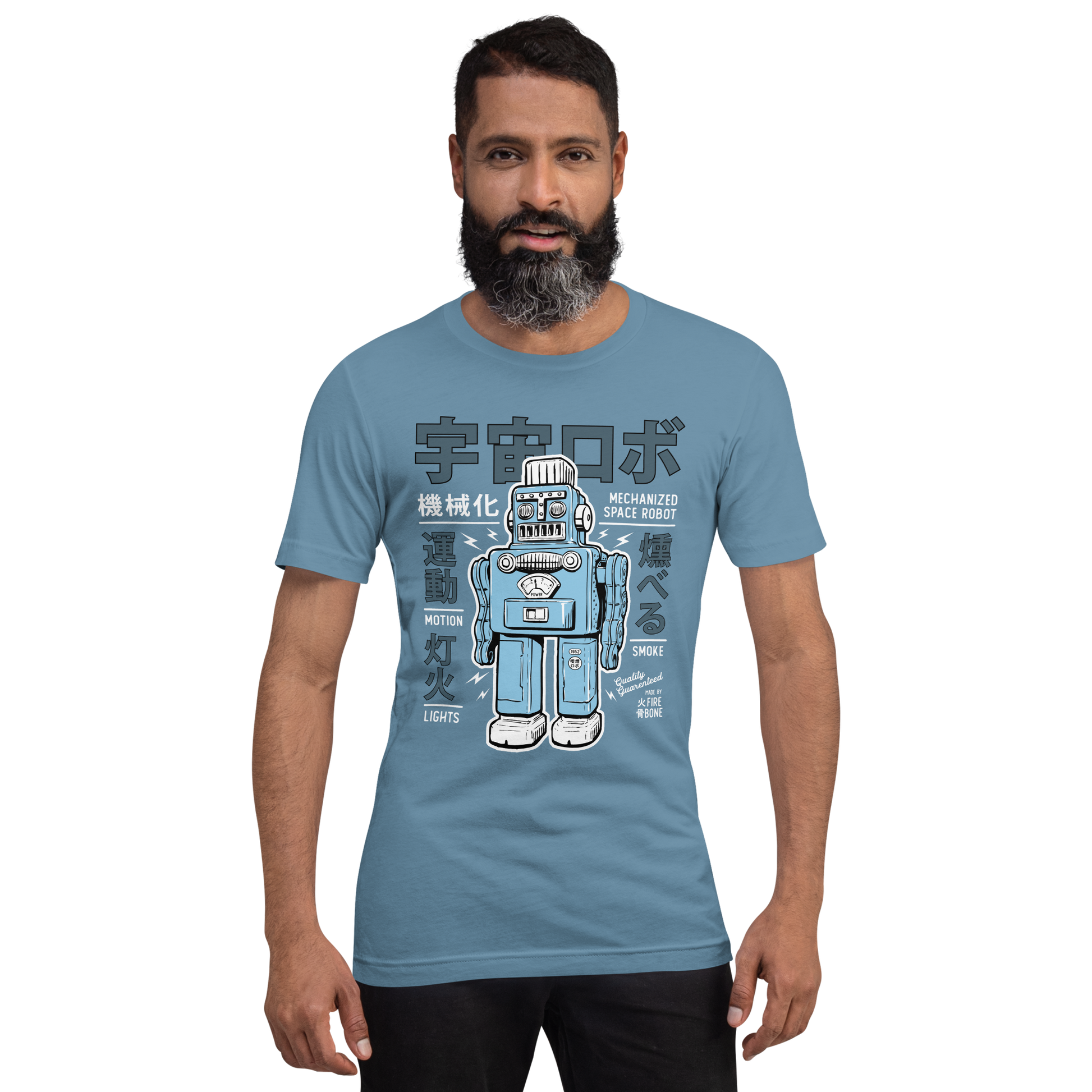 Smoking Robot - Steel blue t-shirt - Firebone