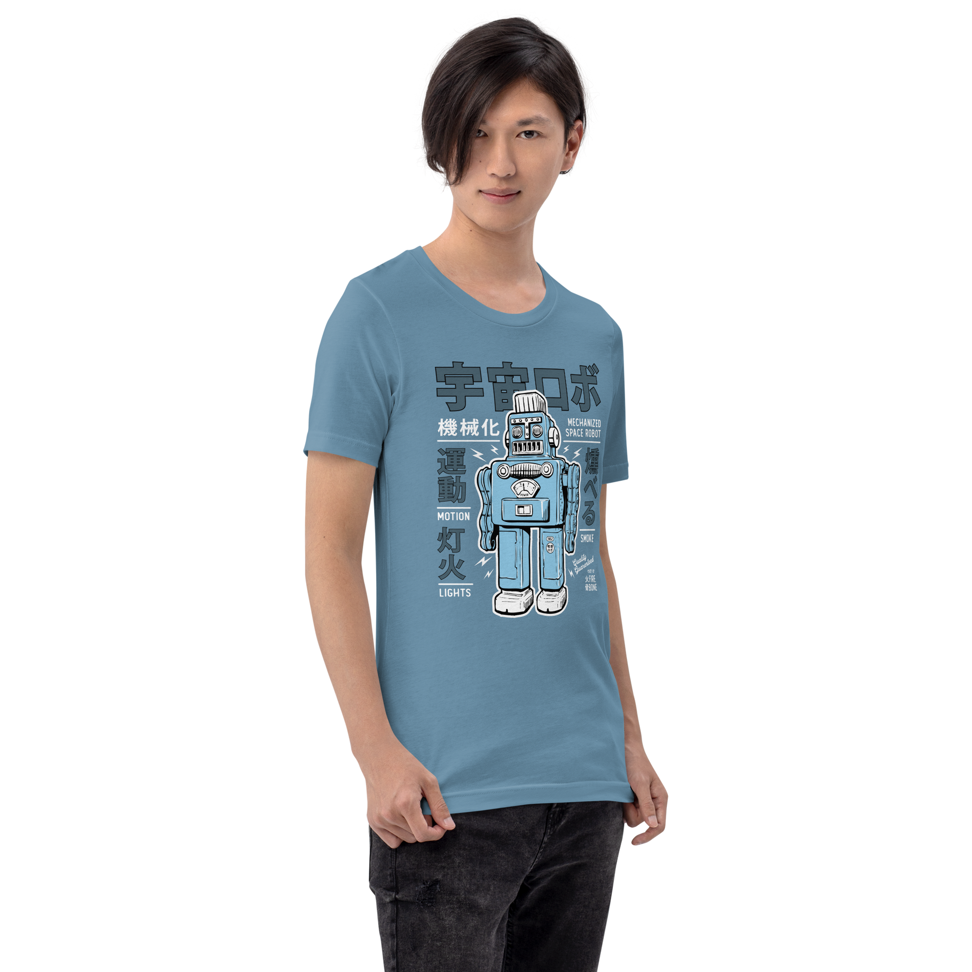 Smoking Robot - Steel blue t-shirt - Firebone