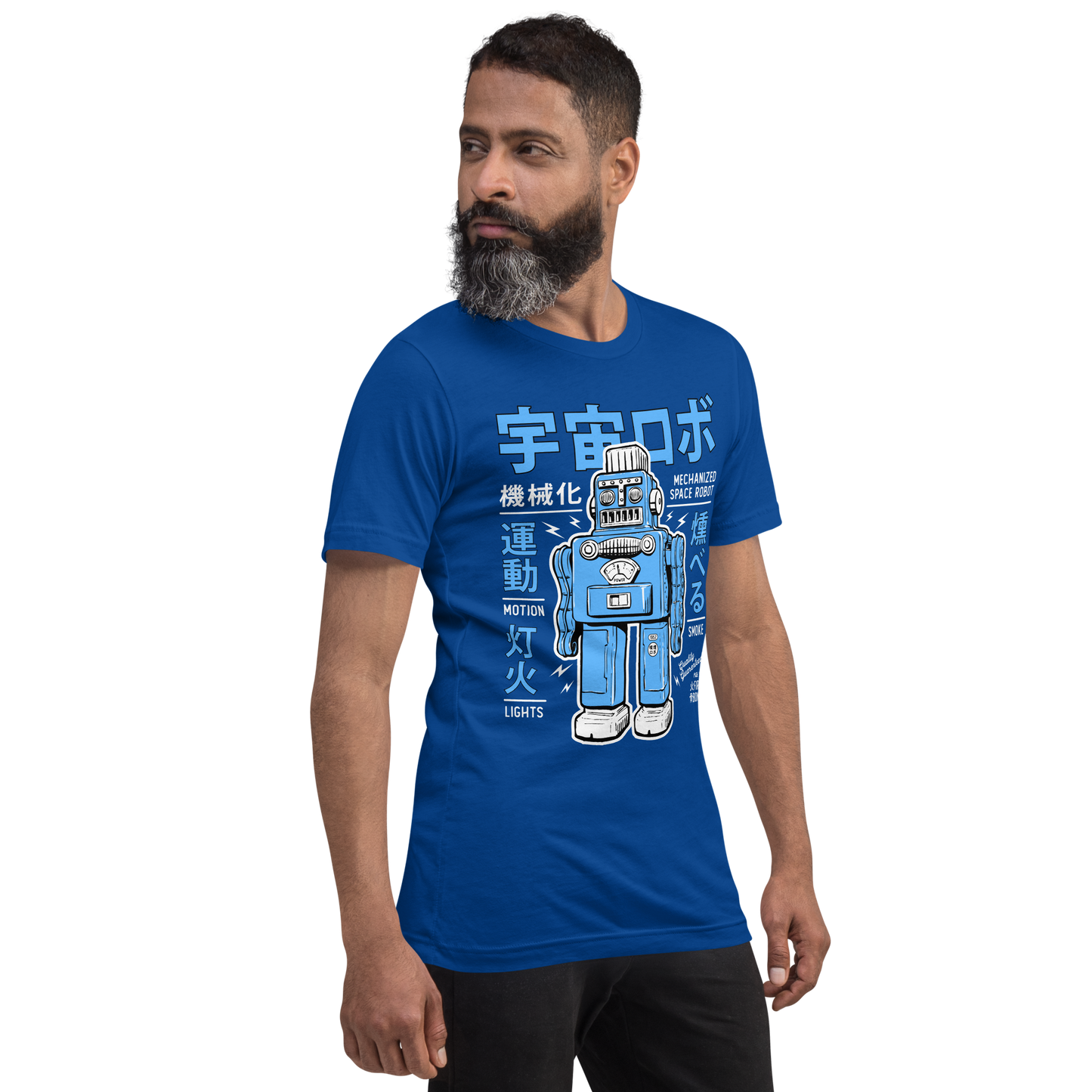 Smoking Robot - Royal blue t-shirt - Firebone