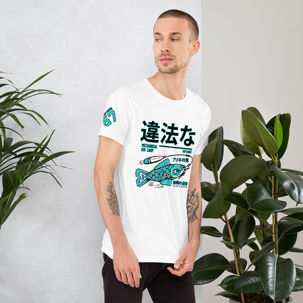 Tin Koi - Teal on white t-shirt - Firebone