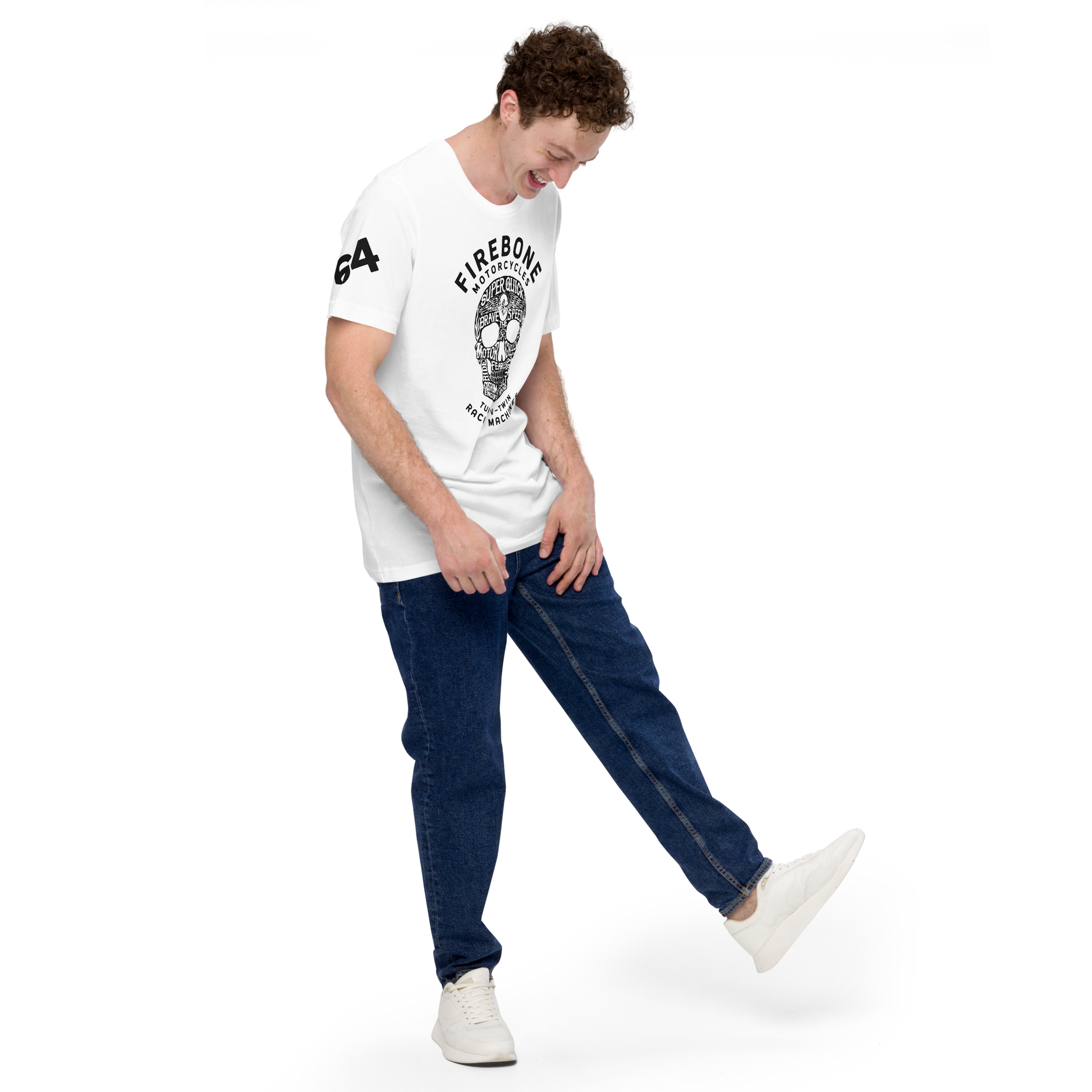 Super Quick Skull - black print on white t-shirt - Firebone
